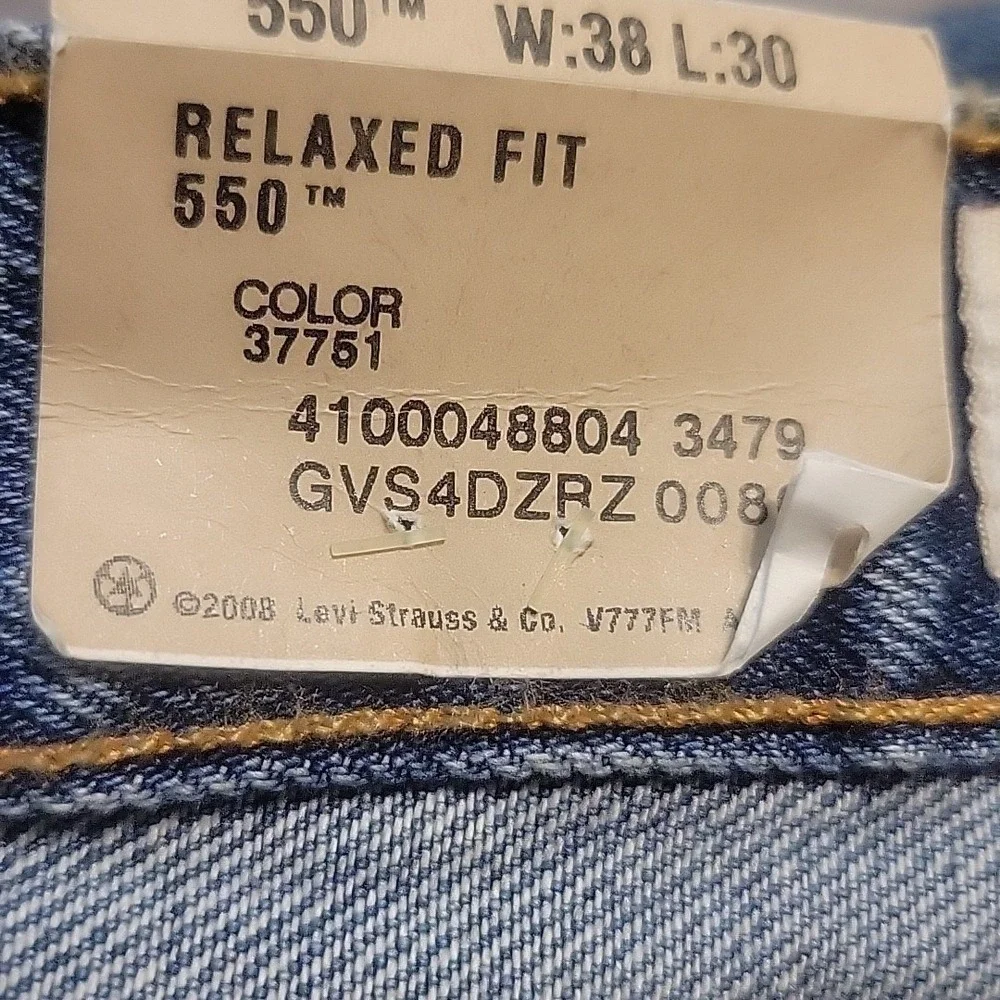 Levi's 550 Jeans Mens 38x30 Blue‎ Relaxed Fit Tapered Denim  NEW